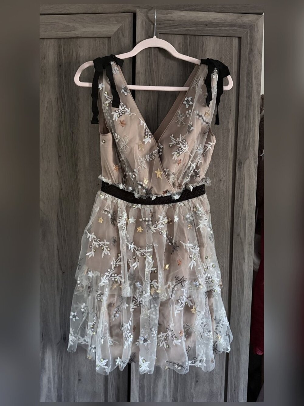 Self-Portrait Star Embellished Mini Tiered Dress - US 4 - Worn Once
